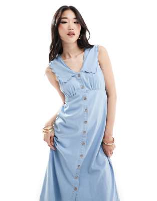 Nobody's Child Wylde Dress In Denim-blue