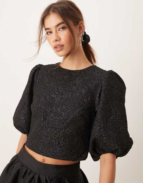 Nobody's Child Yasmina structured top in black