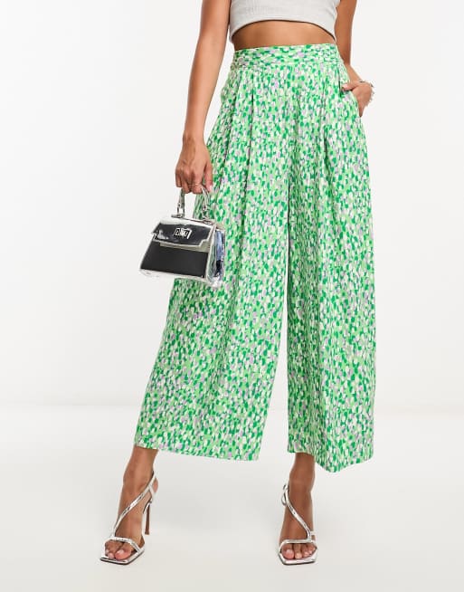 Nobody's Child Zeena wide leg trouser in green floral | ASOS