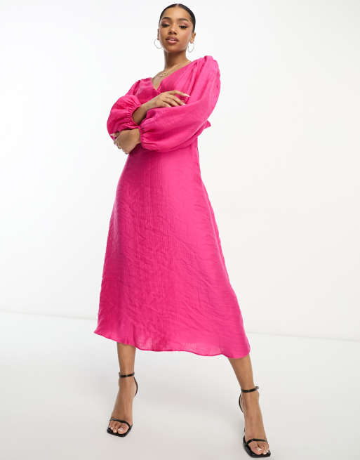 Nobody's Child Zendaya balloon sleeve midaxi dress in pink