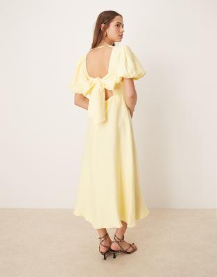 Nobody's Child - Zola - Midikleid in Gelb mit Puffärmeln