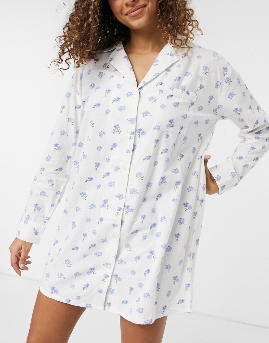фото Ночная oversized-сорочка с винтажным цветочным принтом daisy street-кремовый