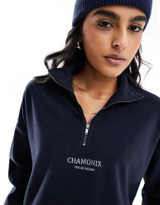 Noisy May Noisy May 1/4 zip chamonix sweater in navy