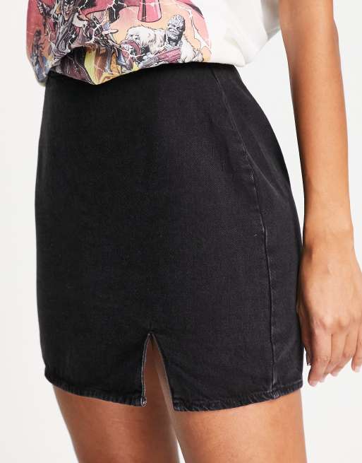 Noisy May a-line mini skirt with side split in black