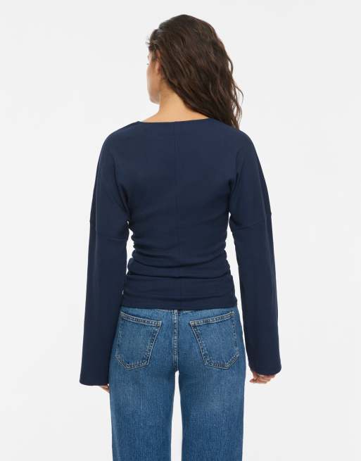Noisy May Abbi Jersey-Langarmoberteil mit Rundhalsausschnitt in Marineblau, 2 von 7