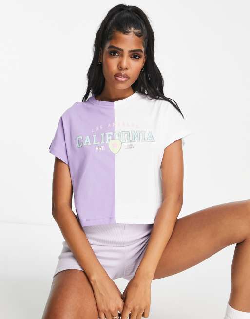 Noisy May – Alex – Kurzes Oberteil in Lila mit geteiltem Design