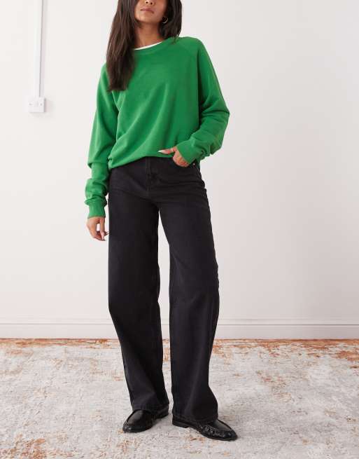 Noisy May – Alexa – Gerade geschnittene Jeans in Schwarz mit mittelhohem Bund