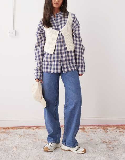 Noisy May Alexa mid rise straight leg jeans in mid blue denim - view 1