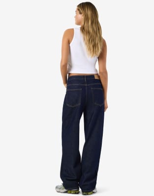 Noisy May Alexa Mid Waist Wide Leg Jeans In Blue