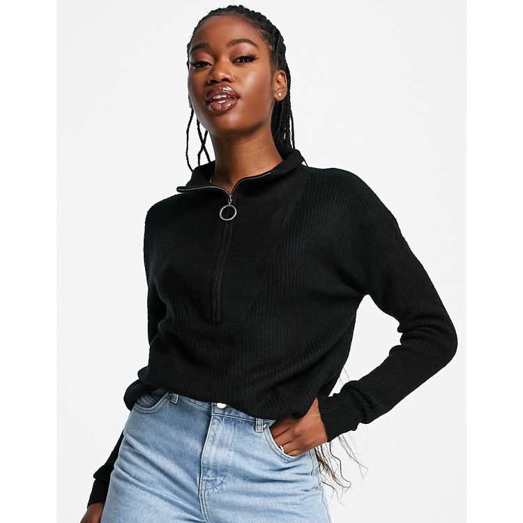 Noisy May alice high neck half zip jumper in black | ASOS