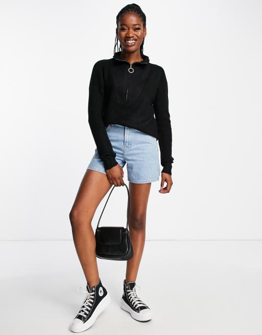 Noisy May alice high neck half zip jumper in black | ASOS