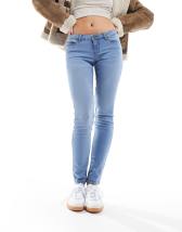 Only Blush skinny jeans with frayed hem in light blue