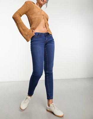 Noisy May Allie low rise skinny jeans in medium blue - ASOS Price Checker
