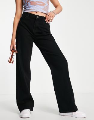 Noisy May Amanda wide leg jeans in black | ASOS