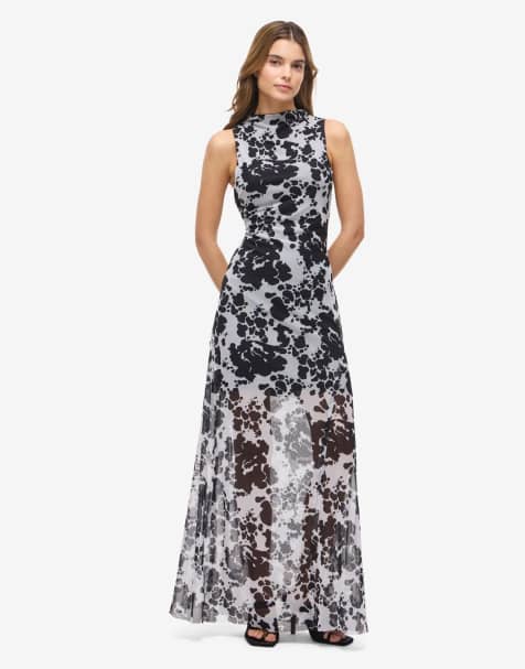 Noisy May ärmelloses Mesh-Maxikleid mit schwarzem Print - view 1