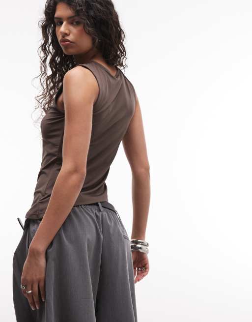 Noisy May - Asymmetrisk og stram brun top, 3 af 4