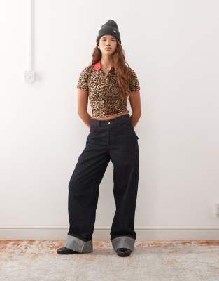 Noisy May Baby Polo With Contrast Lettuce Edge In Black