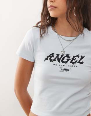 Noisy May Baby Tee With Angel Graphic In White