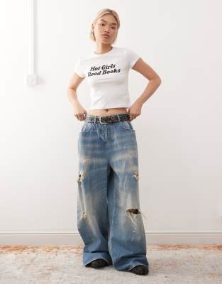 Noisy May Baby Tee With Hot Girls Print In White