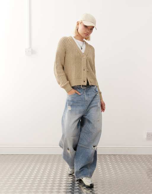 Noisy May - Beige cardigan med V-hals, 2 af 4