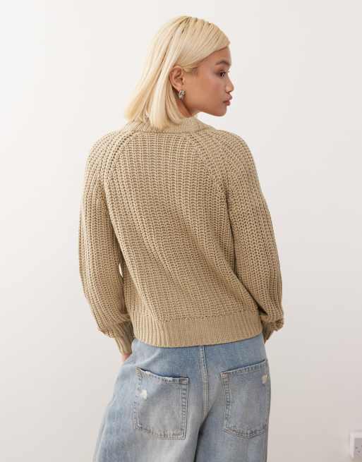 Noisy May - Beige cardigan med V-hals, 3 af 4