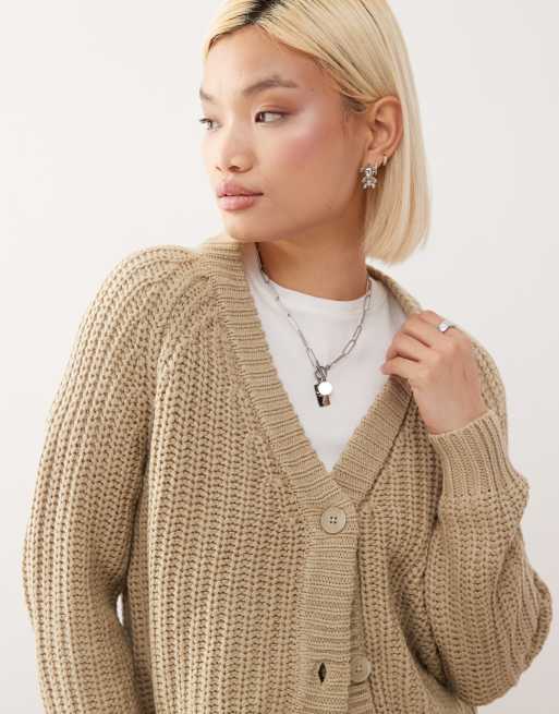 Noisy May - Beige cardigan med V-hals, 4 af 4