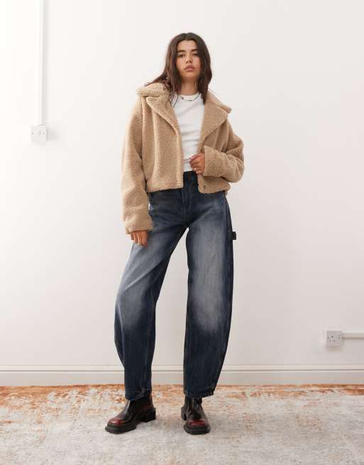 Noisy May - Beige cropped teddy-jakke, 2 af 4