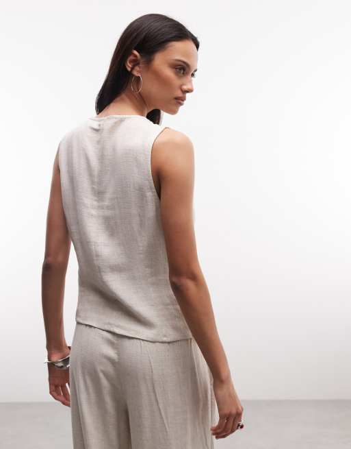 Noisy May – Beige kostymväst i linnemix, del av set, 4 av 4