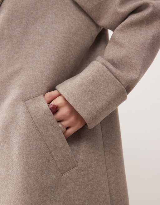 Noisy May - Beige maxi-overfrakke i uldlook, 2 af 4