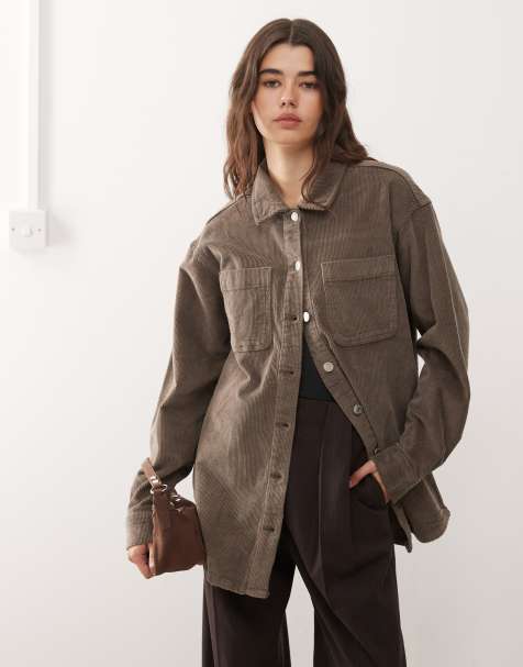 Noisy May – Beige skjorta i manchester och oversized fit - view 1