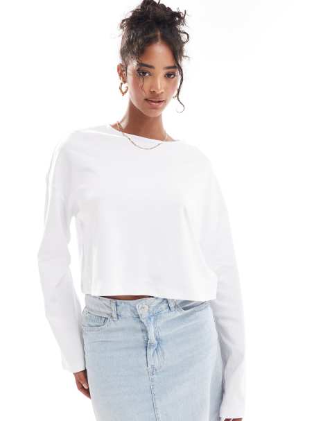 Noisy May bell sleeve top in white - view 1