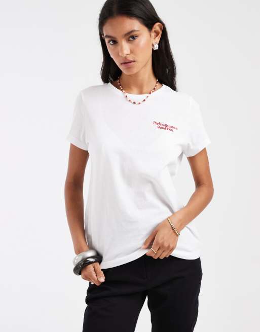 Noisy May – Biały T-shirt o regularnym kroju z nadrukiem jamnika, 4 z 4