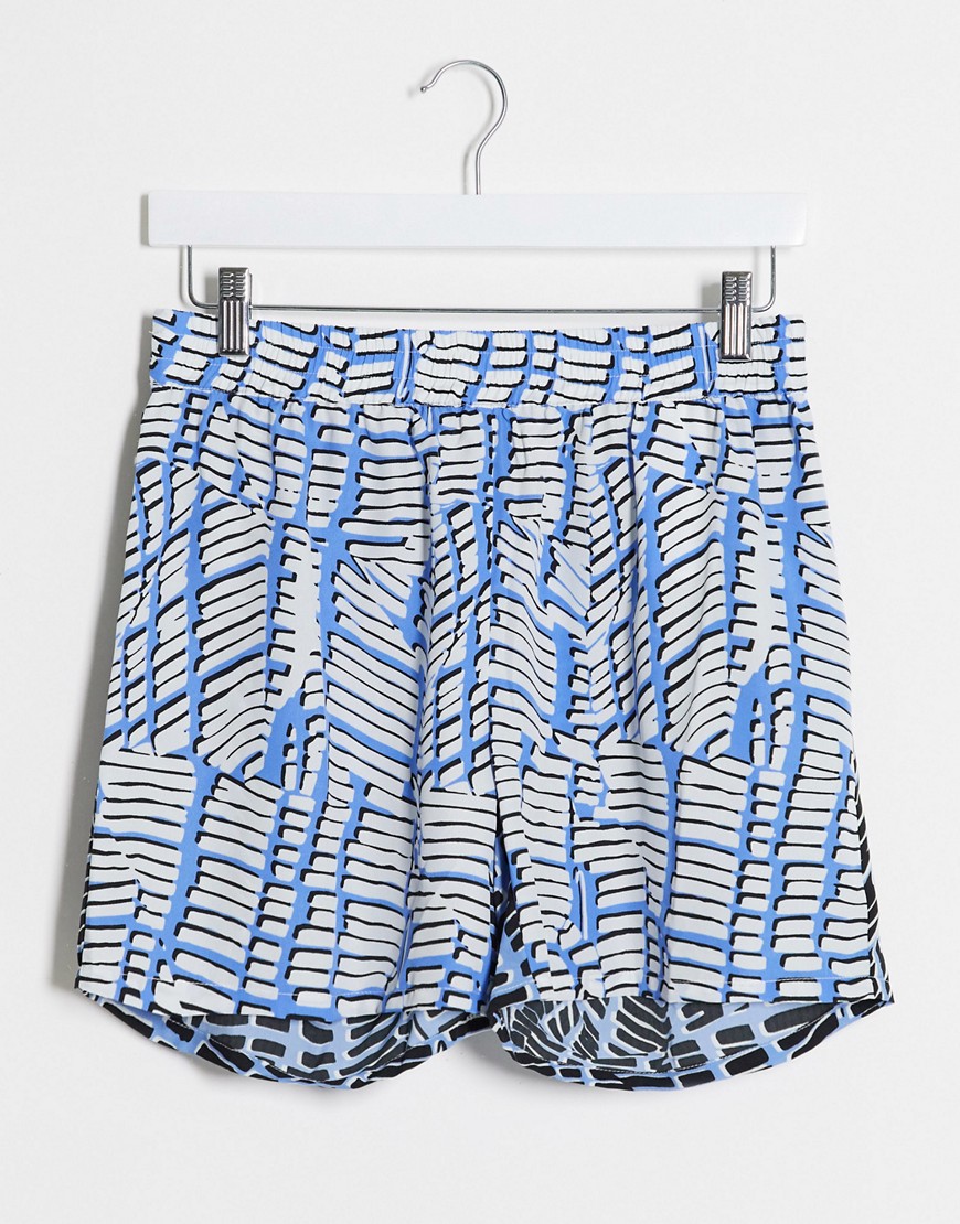 Noisy May – Blå shorts med delat mönster, del av set-Vit