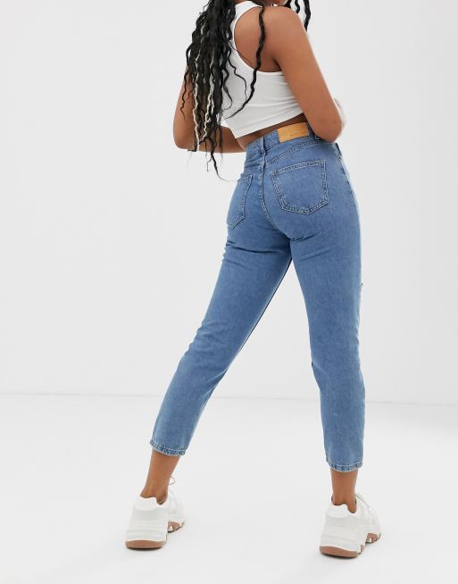 Noisy May - Blå slidte mom-jeans, 2 af 4