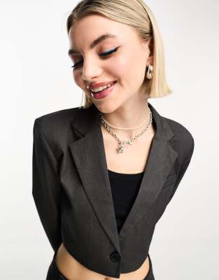 Noisy May - Blazer corto grigio in coordinato