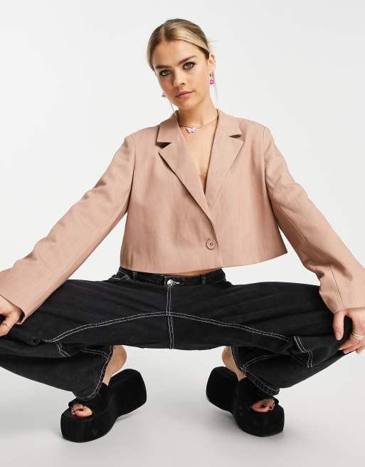 Noisy May - Blazer court ajusté - Fauve