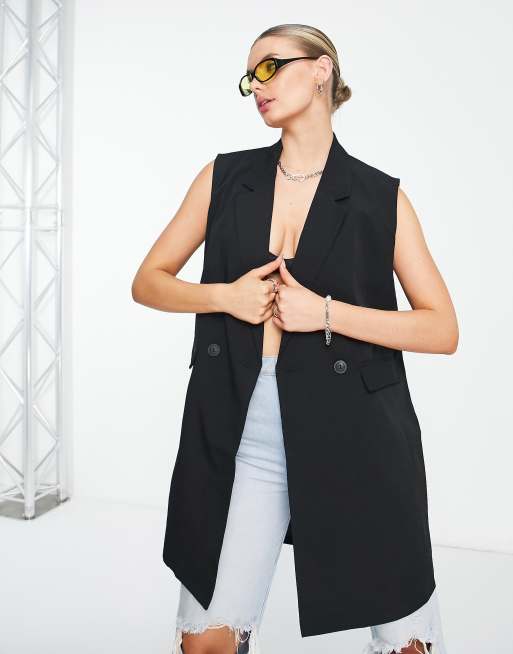 Noisy May - Blazer senza maniche taglio lungo nero