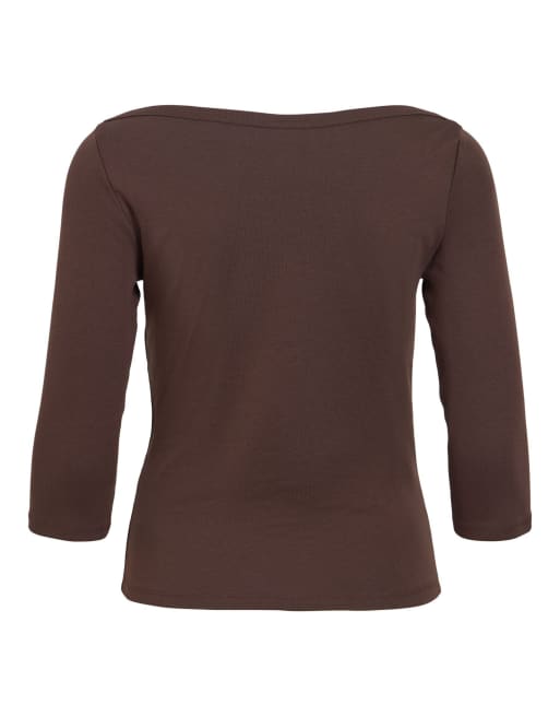 Noisy May blusa con maniche a 3/4 color coffee bean, 6 di 6