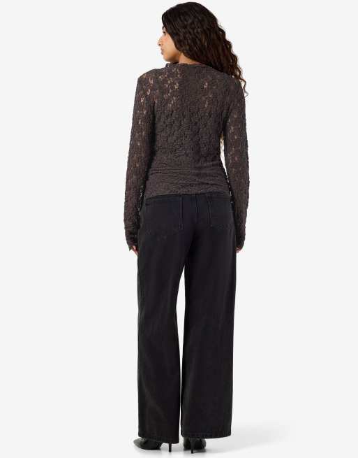 Noisy May blusa en marrón chocolate, 3 de 7