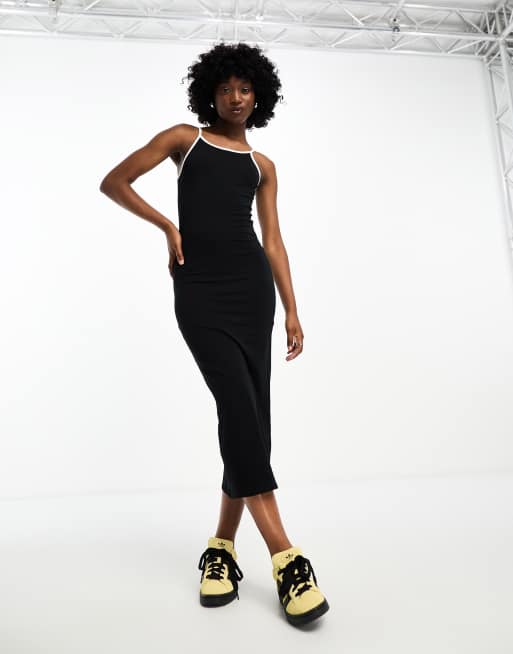 Noisy May - Bodycon maxi jurk met contrasterende rand in zwart