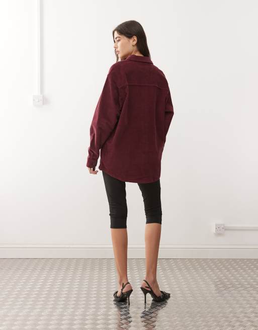 Noisy May - Bordeaux oversized fløjlsskjorte, 4 af 4