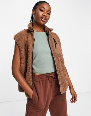 Noisy May borg gilet in brown