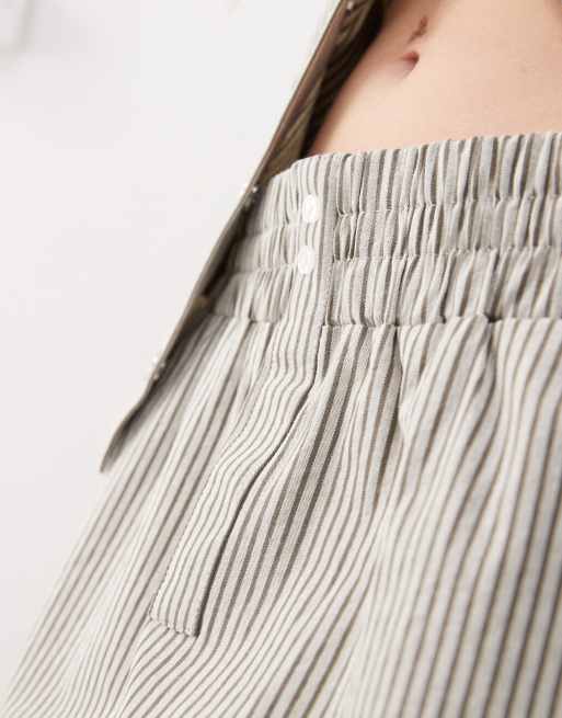 Noisy May boxer mini skirt in gray stripe - part of a set