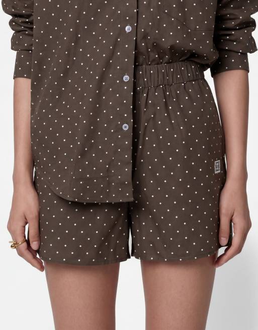 Noisy May boxer short co-ord in chocolate polka, 3 of 4
