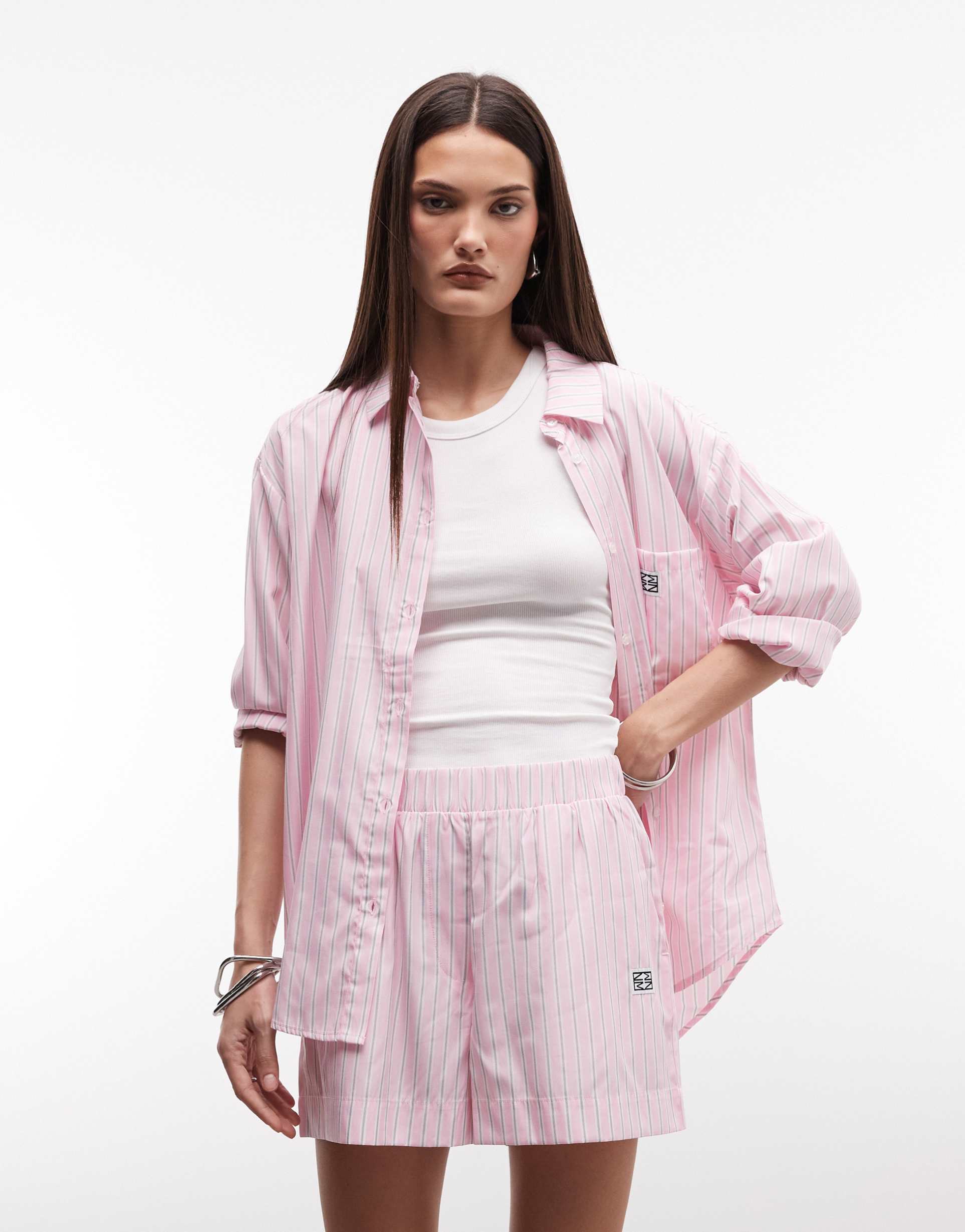 noisy may boxer shorts in pink & white stripes - part of a set