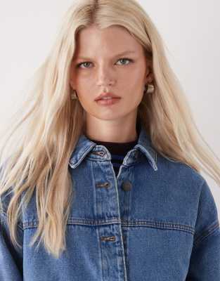 Noisy May Boxy Fit Denim Jacket In Blue