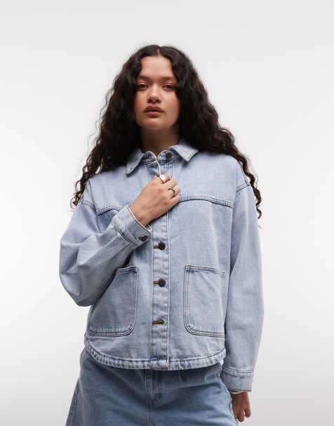 Noisy May boxy jacket in light blue denim - view 1