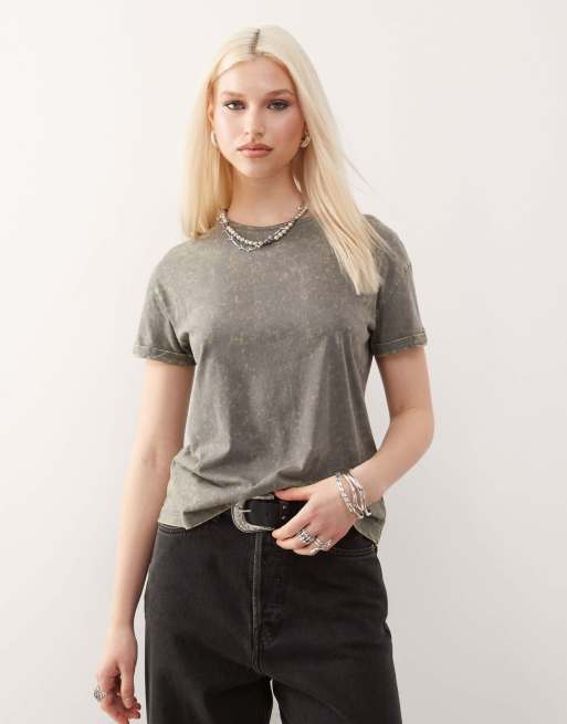 Noisy May boxy t-shirt in washed gray