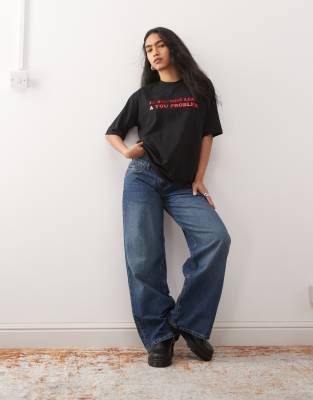 Noisy May Boxy T-shirt With You Problem Text In Multi