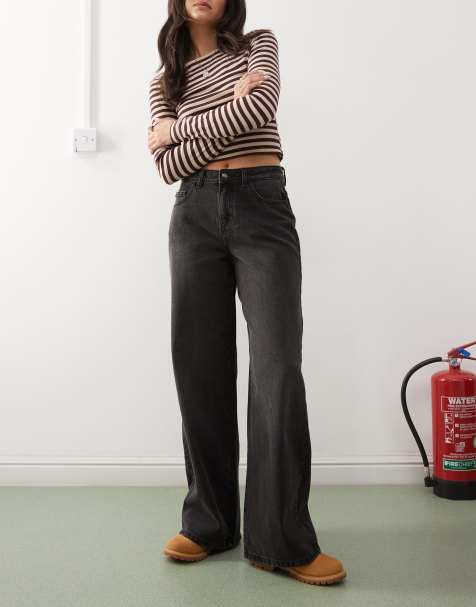 Noisy May - Brandy - Sorte forvaskede jeans i loose fit med mellemhøj talje - view 1